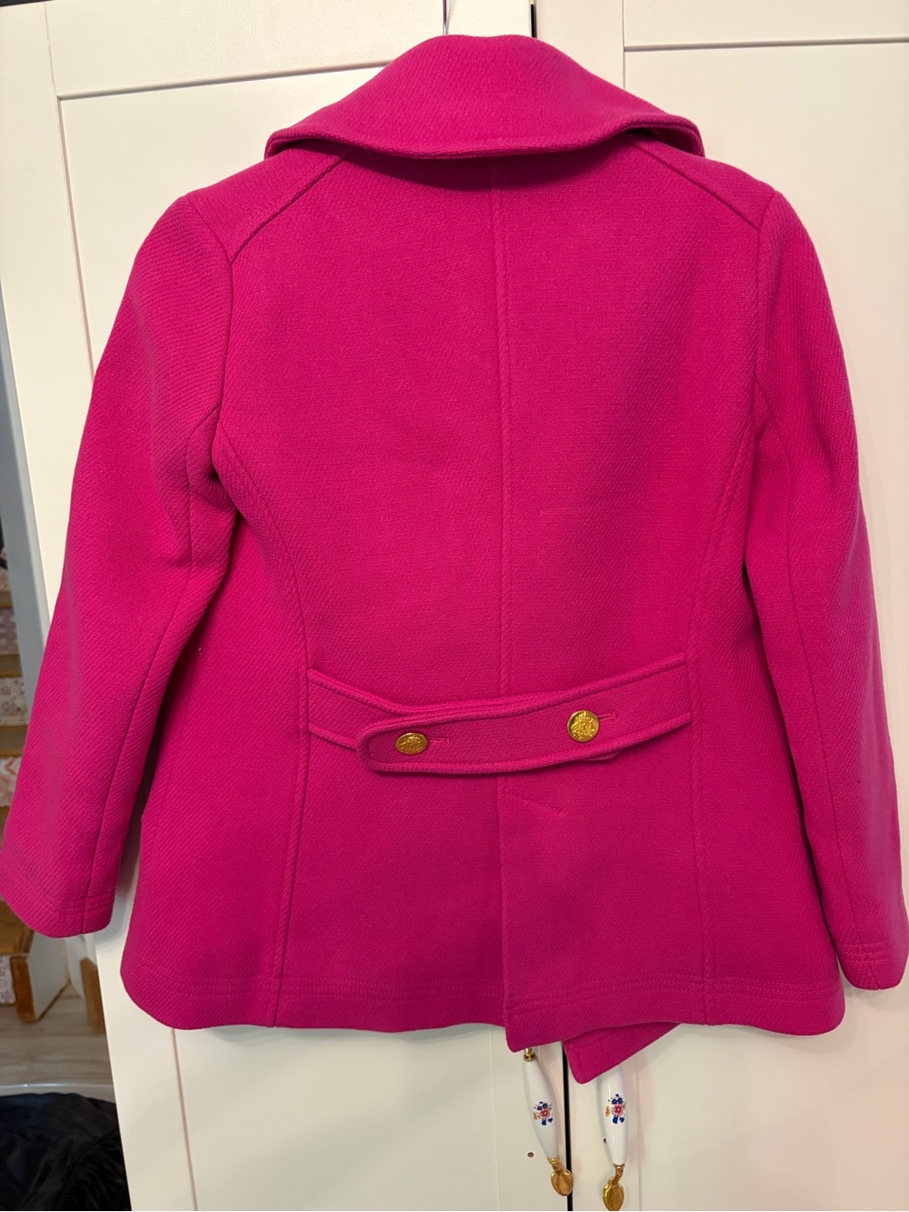 J. Crew Fuchsia Double-Breasted Peacoat with Gold Buttons - Picture 3 of 3